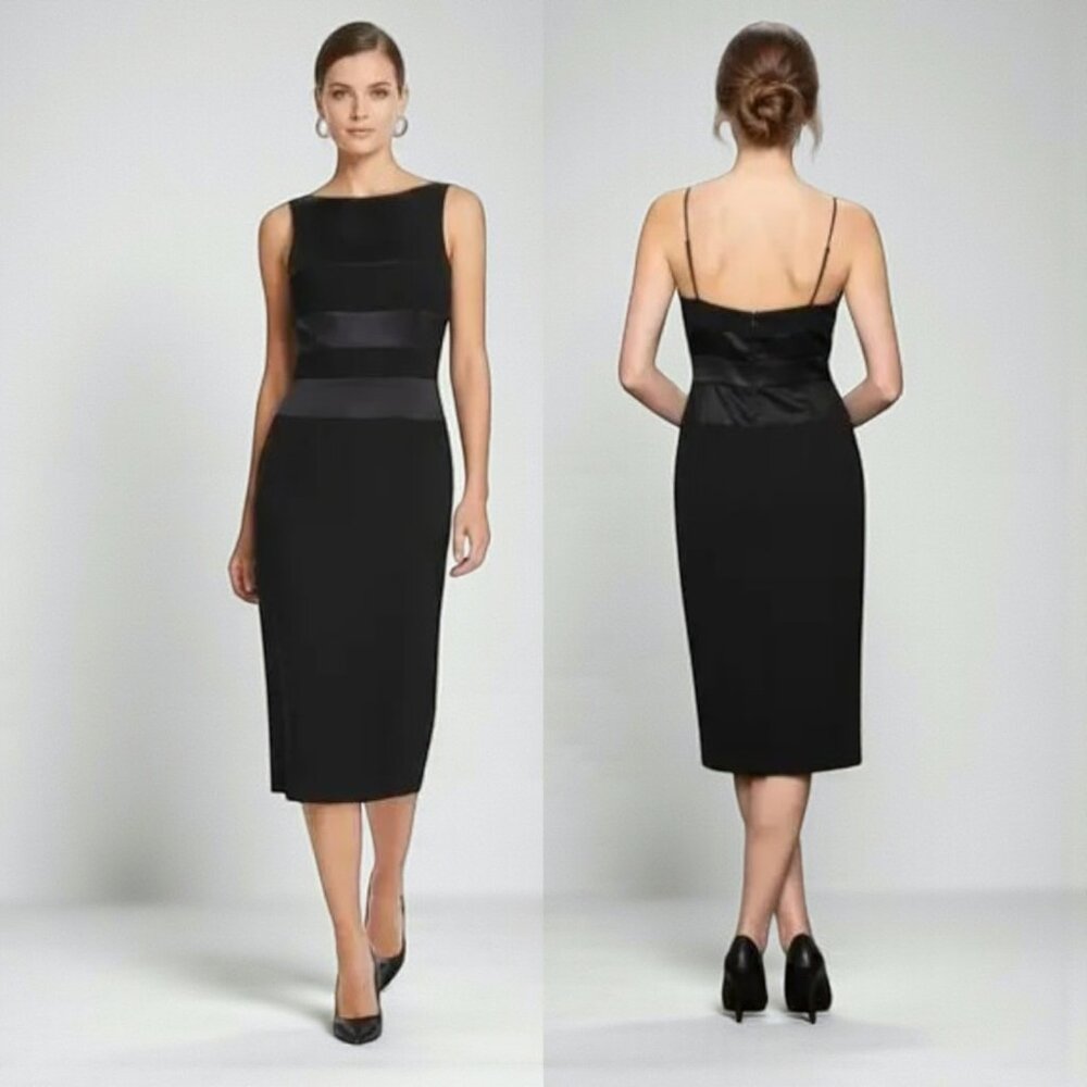 VTG Gigi By Gillian Cocktail Party Dress Wmn's Sz 8 Black Sleeveless Midi Length